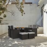Outlet - 8 Seater Rattan Cube Outdoor Dining Set - Black Weave Polywood Top - Image 2