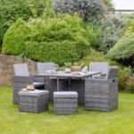 Cube 8 Seater Rattan Outdoor Dining Set - Grey Weave Polywood Top - Image 2
