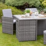 Cube 8 Seater Rattan Outdoor Dining Set - Grey Weave Polywood Top - Image 5