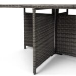 Cube 8 Seater Rattan Outdoor Dining Set Cream LED Premium Parasol  - Grey Weave Polywood Top - Image 5