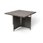 Cube 8 Seater Rattan Outdoor Dining Set Cream LED Premium Parasol  - Grey Weave Polywood Top - Image 6