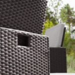 Cube 8 Seater Rattan Outdoor Dining Set with Cream Parasol - Black Weave Polywood Top - Image 6