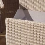 Cube 8 Seater Rattan Outdoor Dining Set with Grey LED Premium Parasol - Natural Brown Weave Polywood Top - Image 4
