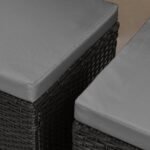 Cube 8 Seater Rattan Outdoor Dining Set with Grey Parasol- Black Weave Polywood Top - Image 4