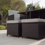 Cube 8 Seater Rattan Outdoor Dining Set with Cream LED Premium Parasol - Mixed Black Weave - Image 5