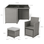 Cube 8 Seater Rattan Outdoor Dining Set with Grey Parasol - Grey Weave - Image 13