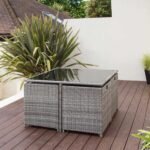 Cube 8 Seater Rattan Outdoor Dining Set with Grey Parasol - Grey Weave - Image 8