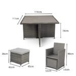 Cube 8 Seater Rattan Outdoor Dining Set with Grey LED Premium Parasol - Natural Brown Weave Polywood Top - Image 12