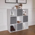 Cara 9 Cube Storage Unit & 4 Grey Handled Box Drawers - Image 3