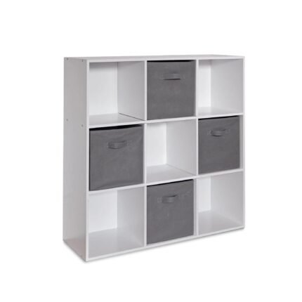 Cara 9 Cube Storage Unit & 4 Grey Handled Box Drawers
