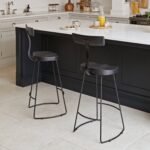 Aiden Black Mango Wood Bar Stools - Set of 2  - Black Iron Legs