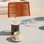 Amelia 6 Seater Pale Grey Concrete Garden Dining Set with Ryder Burnt Orange Chairs - Image 9