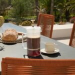 Amelia 6 Seater Dove Grey Concrete Garden Dining Set with Ryder Burnt Orange Chairs - Image 3