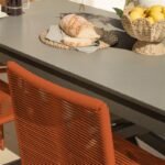 Amelia 6 Seater Dove Grey Concrete Garden Dining Set with Ryder Burnt Orange Chairs - Image 9
