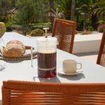 Amelia 6 Seater Pale Grey Concrete Garden Dining Set with Ryder Burnt Orange Chairs - Image 3