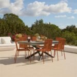 Amelia 6 Seater Dove Grey Concrete Garden Dining Set with Ryder Burnt Orange Chairs - Image 2