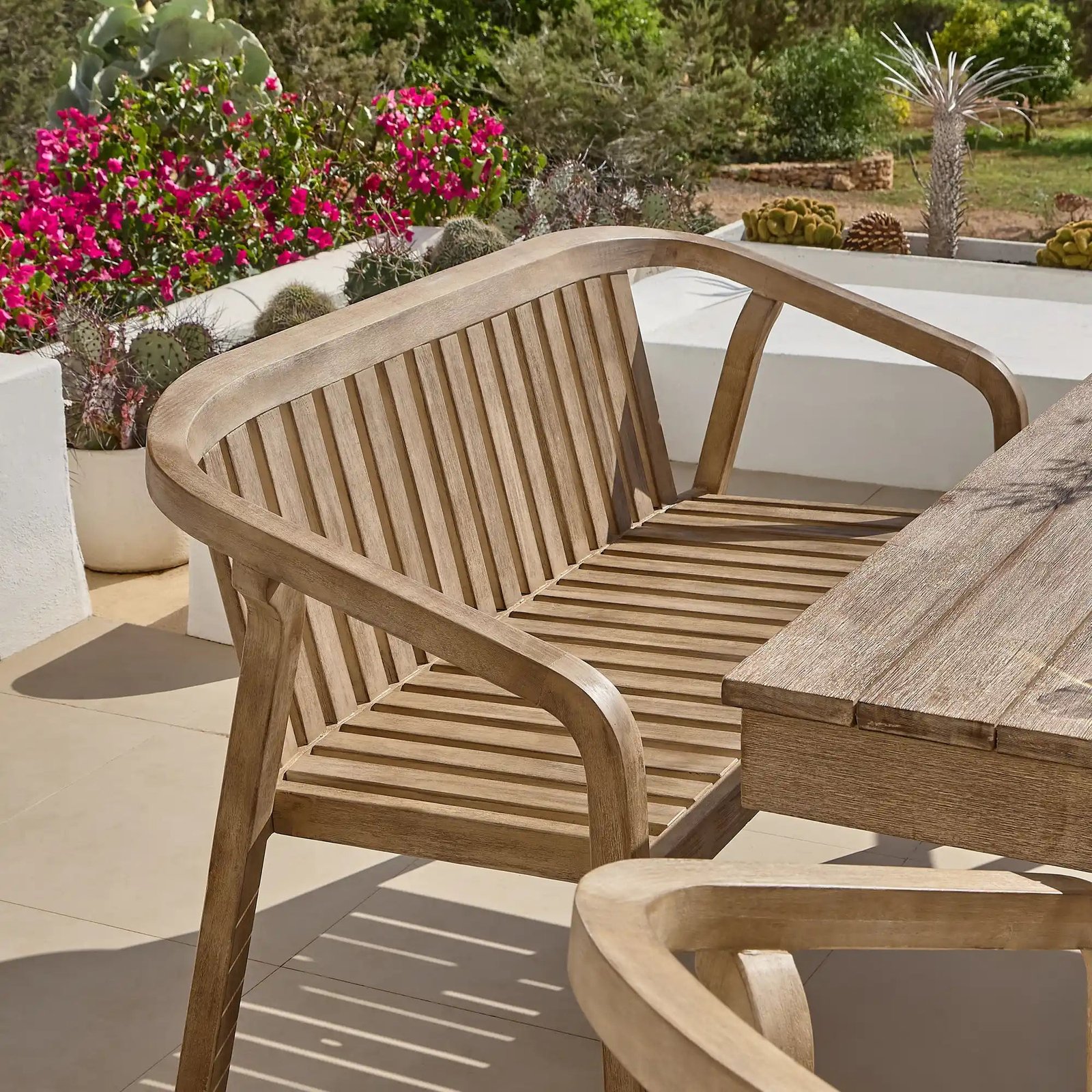 Amelia 6 Seater Wooden Garden Dining Set with 2 Shiro Chairs & 2 Benches - Image 16