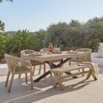 Amelia 6 Seater Wooden Garden Dining Set with 4 Nala Chairs & Charlotte Bench