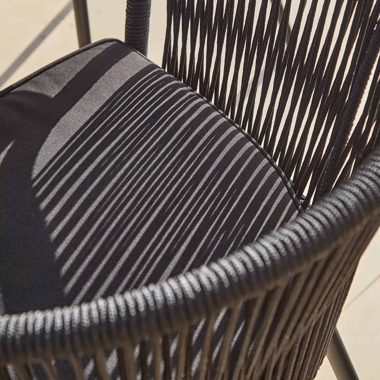 Hali Black Rope Garden Bar Stool with Cushion - Image 5