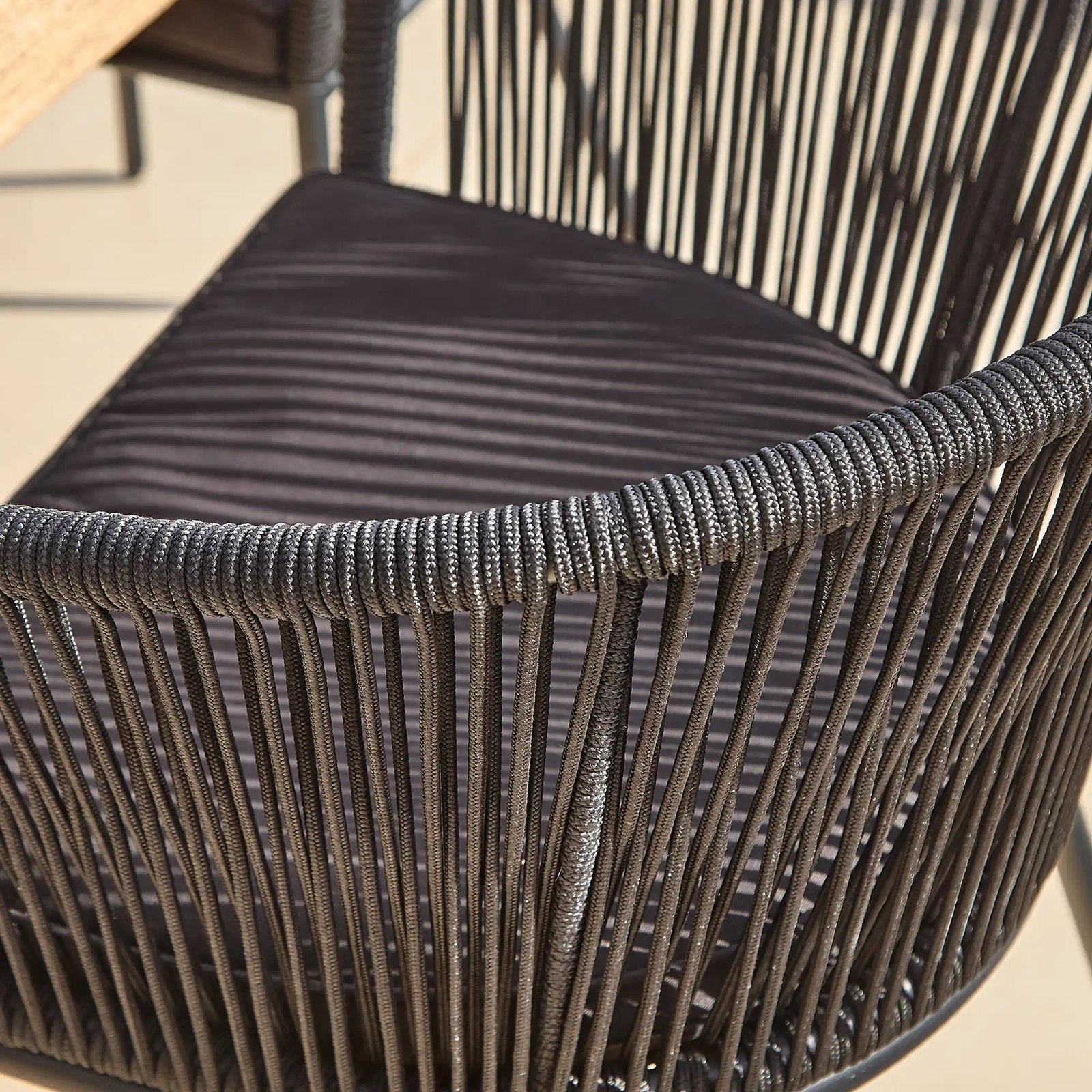 Amelia 6 Seater White Acacia Wood Black Legs Garden Dining Set - Hali Black Chairs - Image 12