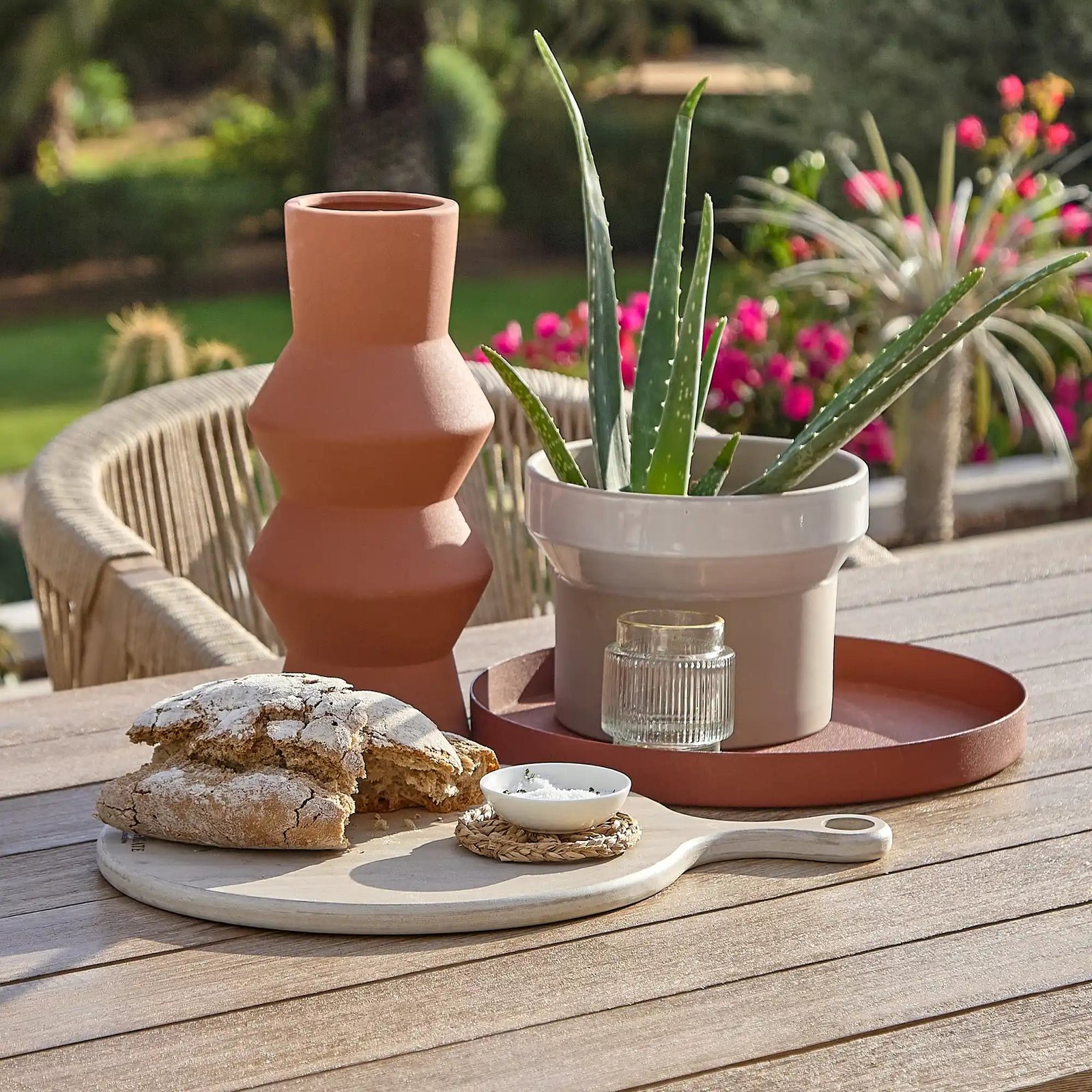 Amelia 6 Seater Wooden Garden Dining Set with 4 Shiro Cushioned Chairs & Charlotte Bench - Image 12