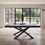 Amelia Black Extending Dining Table Set - 6 Seater - Chloe Light Beige Boucle Dining Chairs - Black Oak Legs - Image 2