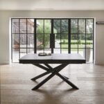Amelia Black Extendable Dining Table Set - 6 Seater - Marilyn Soft Beige Dining Chairs - Black Legs - Image 6