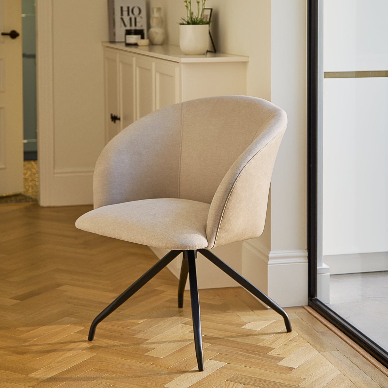ARCHER_SWIVEL_CHAIR Archer Office Swivel Chair - Soft Beige with Black legs - Image 1