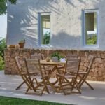 Ashby 6 Seater Wooden Round Garden Dining Set with 6 Cove Rope Chairs & Grey LED Parasol  - 130cm - Image 10