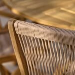 Ashby 4 Seater Wooden Round Garden Dining Set with 4 Cove Rope Chairs & Grey Parasol  - 130cm - Image 8