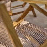 Ashby 4 Seater Wooden Round Garden Dining Set with 4 Cove Rope Chairs & Grey LED Parasol  - 130cm - Image 5