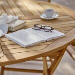 Ashby 4 Seater Wooden Round Garden Dining Set with 4 Cove Rope Chairs & Grey Parasol  - 130cm - Image 13