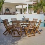 Ashby 8 Seater Wooden Round Garden Dining Set with 8 Cove Rope Chairs   - 160cm