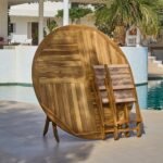 Ashby 8 Seater Wooden Round Garden Dining Set with 8 Cove Rope Chairs & Grey Parasol  - 160cm - Image 13