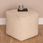 Outlet - Atcham Clay/Natural Wool & Cotton Ottoman Stool - 45cm X 45cm
