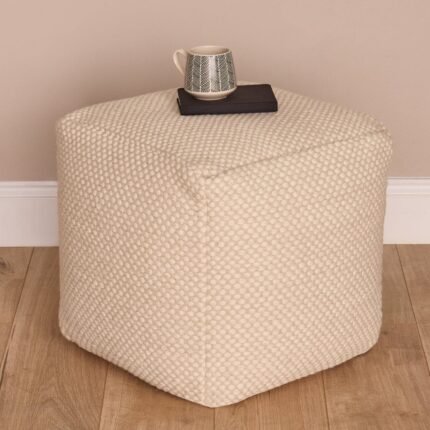 Atcham Wool & Cotton Ottoman Stool - Clay/Natural
