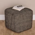 Atcham Wool & Cotton Ottoman Stool - Black
