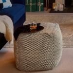 Atcham Wool & Cotton Ottoman Stool - Black/Natural - Image 3