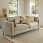Emily 3 Seater Sofa - Soft Beige with Whitewash Oak Legs