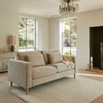 Emily 2 Seater Sofa - Soft Beige with Pale Oak Legs - Image 4