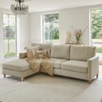 Ava  Large Chaise Corner Sofa - Left Hand - Sand with Pale Oak Legs