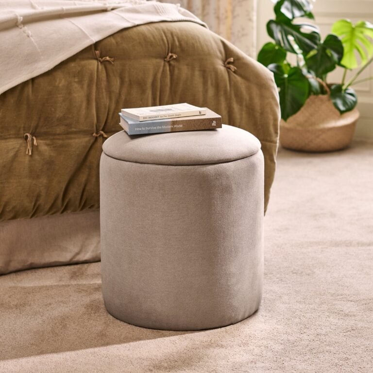 Abigail 41cm Drum Stool Soft Beige 1 Creative water features and exterior