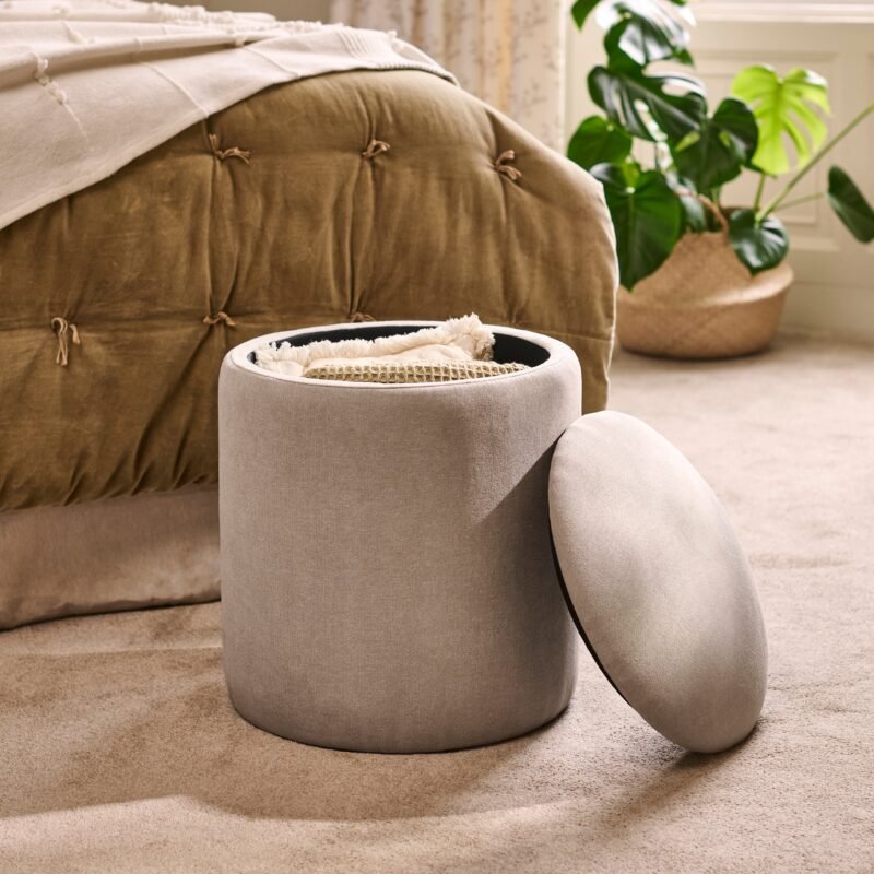 Abigail 41cm Drum Stool Soft Beige 2 Creative water features and exterior