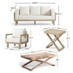 Akira 8 Seater Wooden Garden Sofa Set with Coffee and 2 Akira Side Tables - Image 13