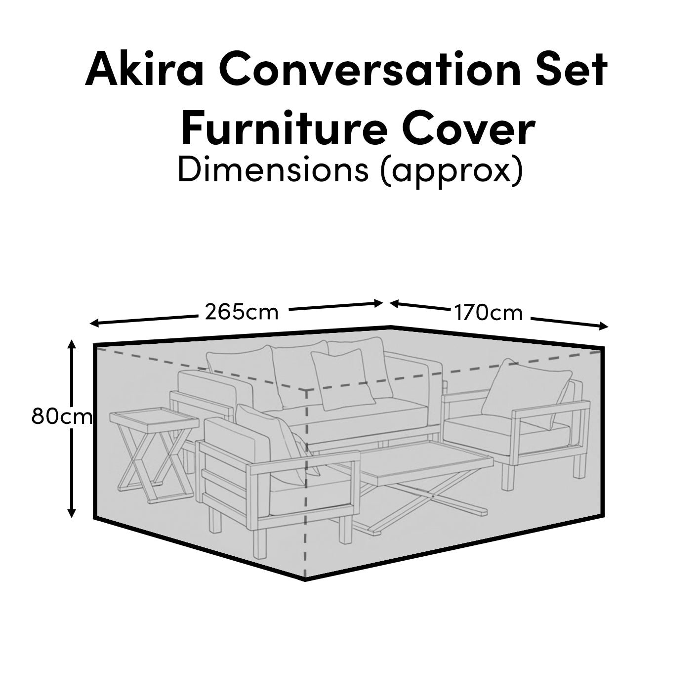 Rectangular Rain Cover 265x170x80cm - Akira Conversation Set - Elowen 6 Seater with Elowen or Sasha Chairs - Image 1