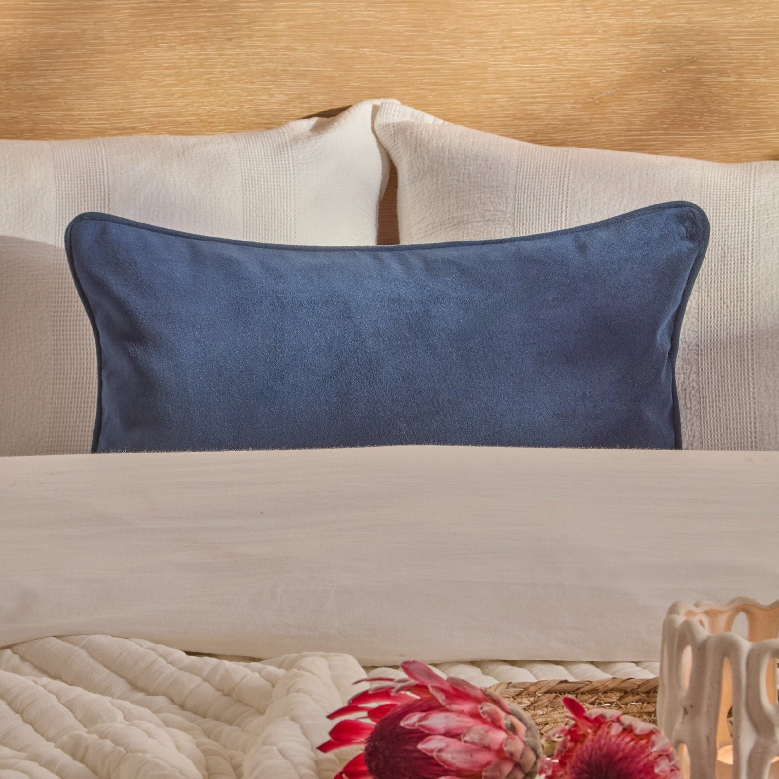 Alford 35x55cm Velvet Piped Edge Scatter Cushion Cover - Ink Blue - Image 1