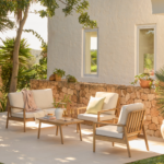 Alora Wooden Garden Conversation Set - White Acacia