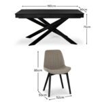 Amelia Black Dining Table Set - 6 Seater - Bella Soft Beige Dining Chairs - Black Legs - Image 12