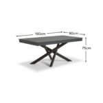 Amelia 6 Seater Concrete Garden Dining Table - Metal Legs - Dove Grey - Image 8
