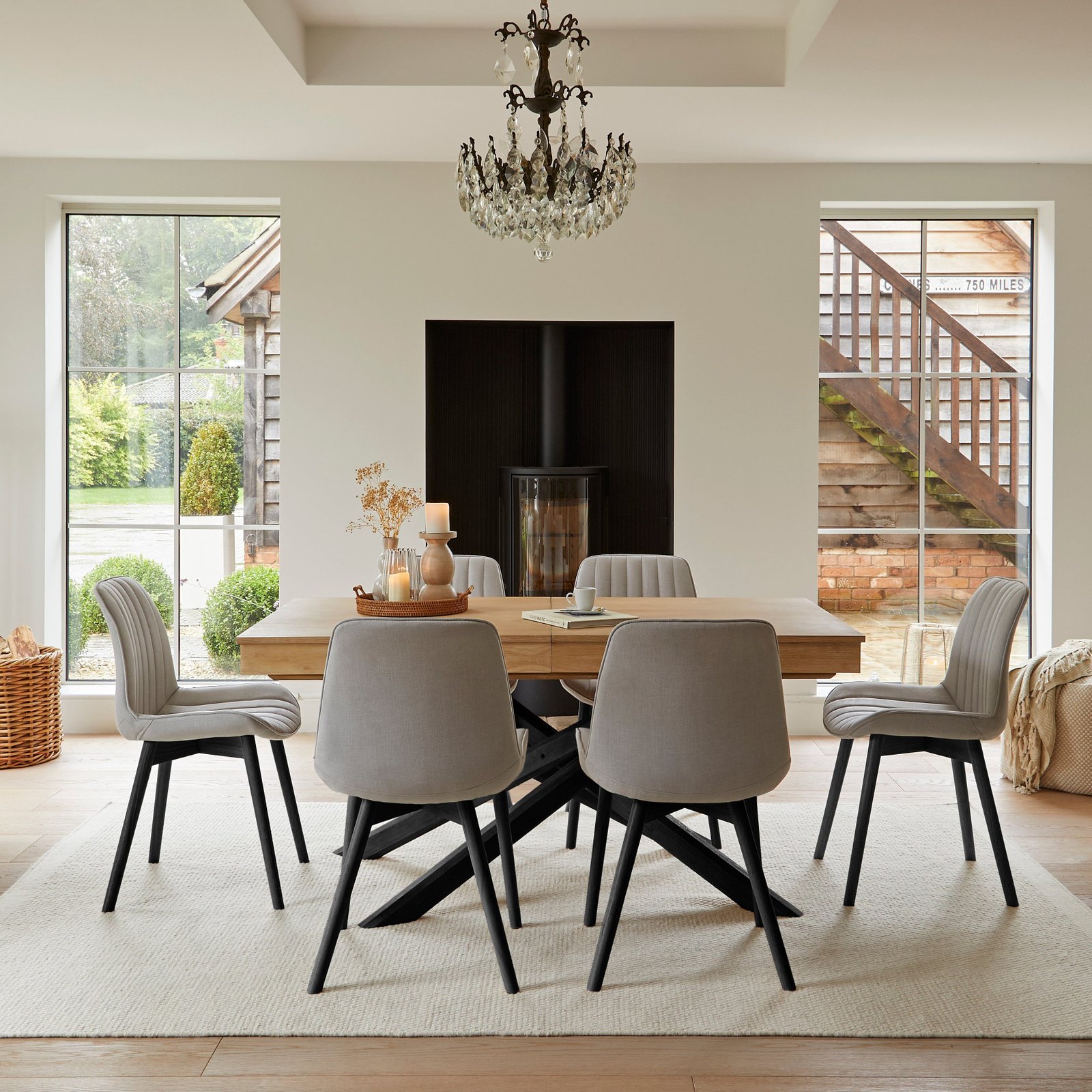 AmeliaWhitewash-BellaGreyblacklegs_e9a0e56d-504e-48ff-81bf-a5af2f468986 Amelia Whitewash Extendable Dining Table Set - 6 Seater - Bella Cloud Grey Dining Chairs - Black Legs